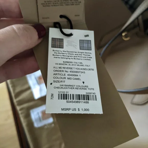 BURBERRY HAYMARKET REVERSIBLE TOTE BAG/mid Camel - Picture 2 of 7